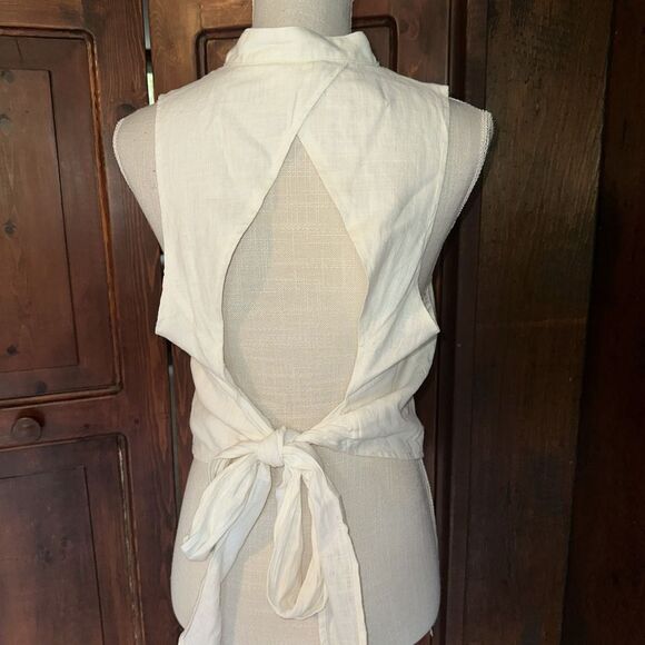 Womens Free People Shirt Vest Open Tie Back Size Small Super Cute - Picture 4 of 6